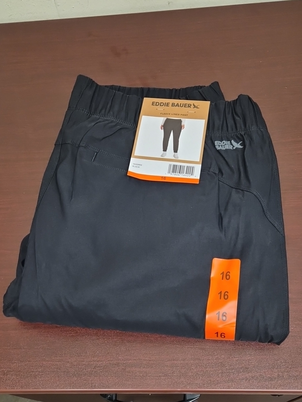 Eddie Bauer Women's Black Fleece-Lined Joggers Size 16